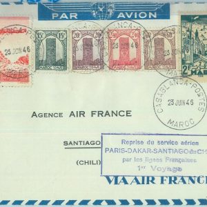 83226 - MOROCCO - Postal History - FIRST FLIGHT:  Paris - Dakar - Santiago Chile