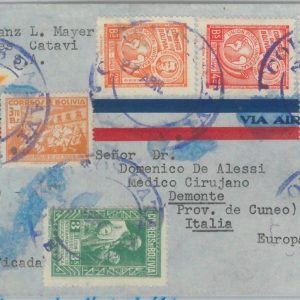 81450 - BOLIVIA - POSTAL HISTORY - Registered COVER to ITALY  1950 - Maps