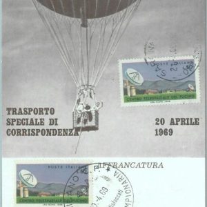 84705 - ITALY - Postal History - SPECIAL POSTCARD 1969  BALLOON Flight