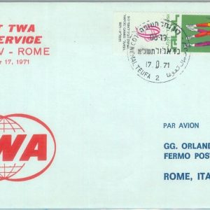 83244 - ISRAEL -  Postal History - FIRST FLIGHT: TEL AVIV  Rome  # 816 AA 1971