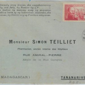 81122 - MADAGASCAR - POSTAL HISTORY - ADVERTISING  COVER 1940  Medicine CHEMIST
