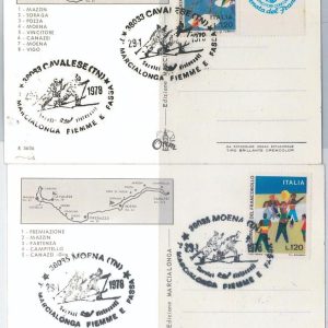 65539 - ITALY - Set of 2   SPECIAL EVENT POSTCARDS - Cross-country skiing 1978
