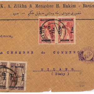 ai1755 - IRAQ British Occupation   - Postal History -  COVER to ITALY -  1919