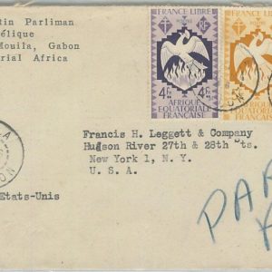 74744 - GABON  Afrique équatoriale - POSTAL HISTORY - COVER to the USA 1946 bird