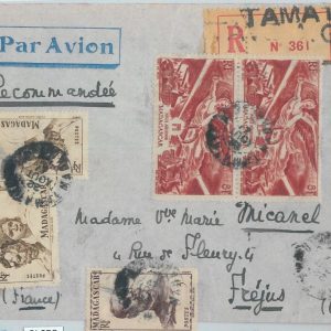 81043 - MADAGASCAR - POSTAL HISTORY - REGISTERED COVER from TAMATAVE 1941