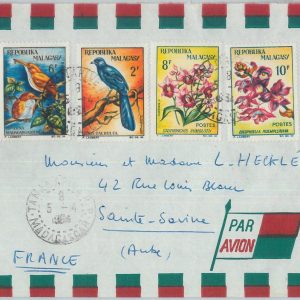 81039 - MADAGASCAR - POSTAL HISTORY - COVER to FRANCE  1964 Orchids BIRDS