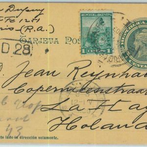 93783 - ARGENTINA - POSTAL HISTORY - Stationery Card + stamp to NETHERLANDS 1909