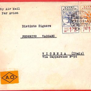 aa3901 - ETHIOPIA - POSTAL HISTORY -  AIRMAIL COVER to ITALY  1958  Tuberculosis