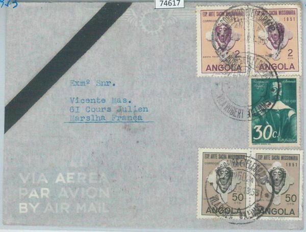 74617 - ANGOLA - POSTAL HISTORY -  AIRMAIL COVER to FRANCE 1953 - Mourning
