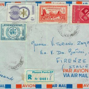 91207 - CAMBODIA Cambodge - Postal History - AIRMAIL COVER to ITALY  - Malaria