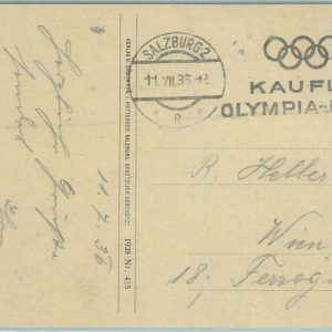 68108 - AUSTRIA -  POSTAL HISTORY - Postcard  1936 Olympic postmark: Salzburg 2