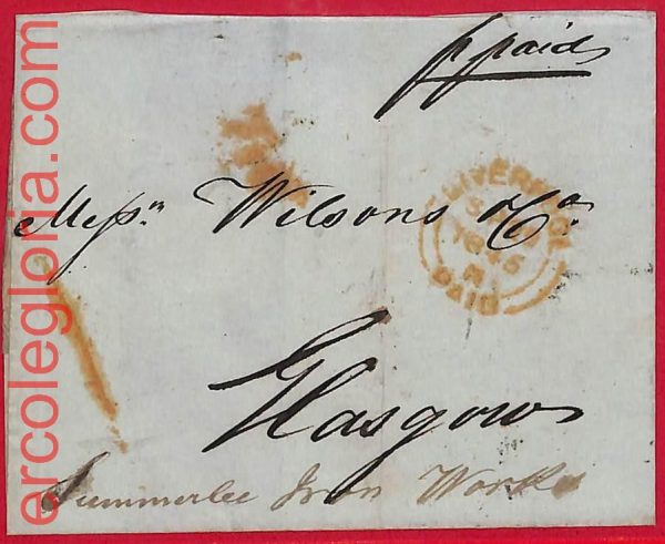 ai5766 - GB - Postal History -PREPHILATELIC COVER from  Liverpool 1845