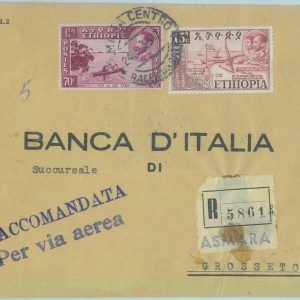 86152  - ETHIOPIA - POSTAL HISTORY - REGISTERED COVER to ITALY  1955