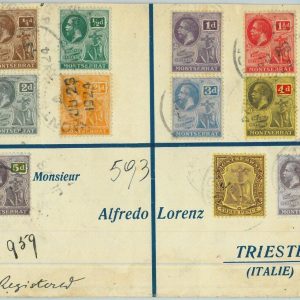 BK0441 - MONTSERRAT  - Postal History -  REGISTERED COVER to ITALY  1924