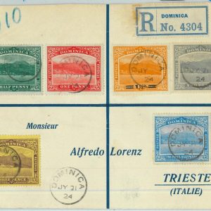 BK0419 -  DOMINICA - POSTAL HISTORY - Registered COVER to ITALY    1924