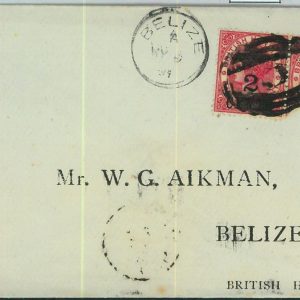BK0416 - British Honduras - POSTAL HISTORY - SG # 25b BISECTED on COVER 1891