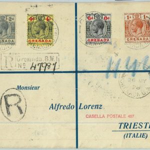 BK0428 - GRENADA  - REGISTERED  COVER  to Trieste ITALY  - 1928