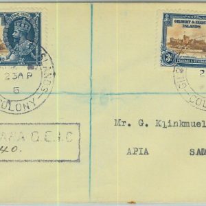BK0426 - GILBERT & ELLICE - Postal History - REGISTERED Cover from TARAWA 1937