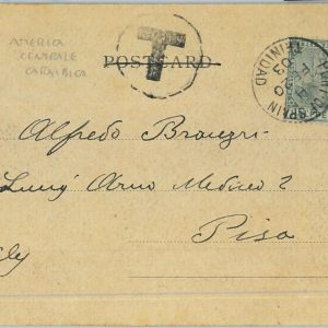 BK0446 - TRINIDAD  - POSTAL HISTORY -   Nice POSTCARD to ITALY - TAXED! 1903