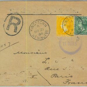 BK0444 - ST VINCENT - POSTAL HISTORY  - REGISTERED COVER  to FRANCE 1896