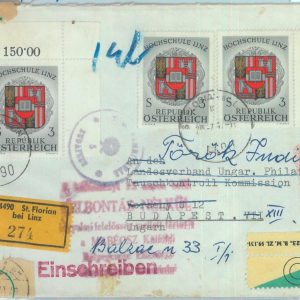 88835 - AUSTRIA - POSTAL HISTORY - REGISTERED COVER to HUNGARY opened by customs