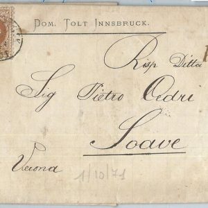 69822 - AUSTRIA  - POSTAL HISTORY - COVER from INNSBRUCK to ITALY  1871