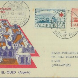 89933 - ALGERIA - Postal History - FDC COVER 1952  Medicine RED CROSS