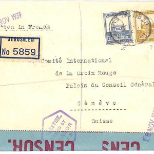 ai1831 - ISRAEL Palestine - Postal History - Censored REGISTERED COVER  1939