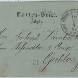 69841 - AUSTRIA Slovakia - POSTAL HISTORY - STATIONERY CARD from VINOHRAD 1887