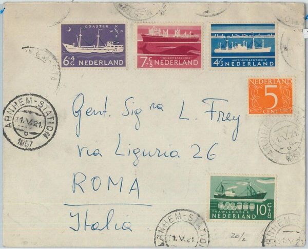 77858 -  NETHERLANDS - Postal History - COVER  to ITALY  1957  Boats Ships WHALE