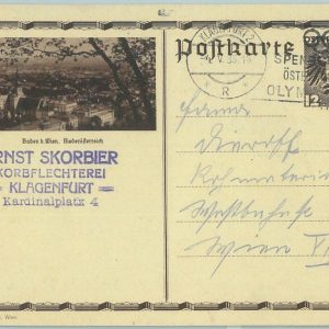68100 - AUSTRIA -  POSTAL STATIONERY CARD - 1936 Olympic postmark: KLAGENFURT 2