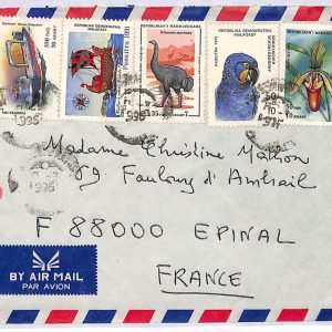 ai3460 - MADAGASCAR - Postal History - AIRMAIL COVER - Boats ORCHIDS birds 1995