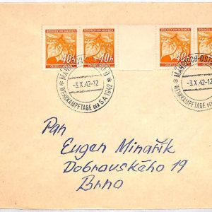 ai3457 - Bohemia and Moravia - POSTAL HISTORY -- Gutter pair on COVER   - 1942