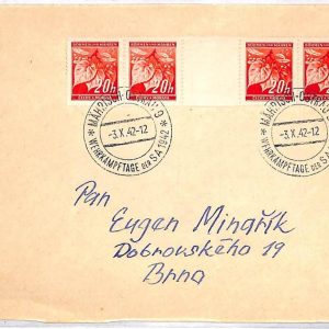 ai3456 - Bohemia and Moravia - POSTAL HISTORY - Gutter pair on COVER   - 1942