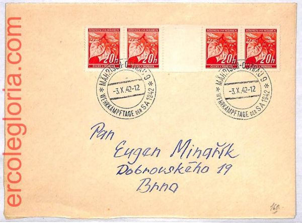 ai3456 - Bohemia and Moravia - POSTAL HISTORY - Gutter pair on COVER   - 1942