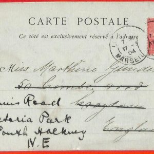 aa2279  -  ALGIERS - POSTAL HISTORY - POSTCARD to ENGLAND via MARSEILLES  1904