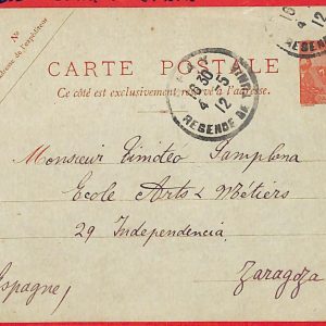 aa2290 - French TUNIS  -  Postal History - STATIONERY CARD: SFAX  to SPAIN  1912
