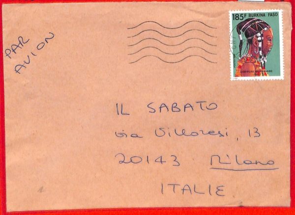 aa3840 -  BURKINA FASO - POSTAL HISTORY -  AIRMAIL  COVER to ITALY  1986 Ethnic