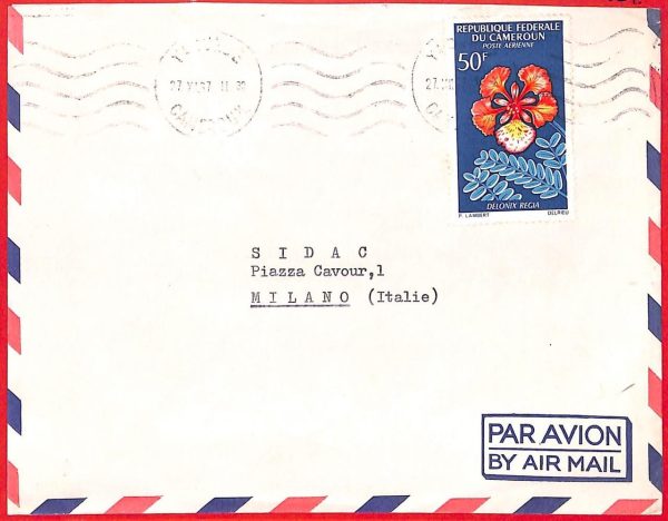 aa3842  - CAMEROUN Cameroon - Postal History - COVER to ITALY 1967 - Flowers