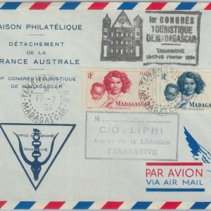 81066 -  MADAGASCAR - POSTAL HISTORY - COVER with nice TURISM Postmark  1954