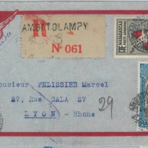 80999 - MADAGASCAR - POSTAL HISTORY - Registered COVER from Ambatolampy   1936