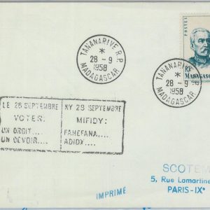 80988 -  MADAGASCAR  - POSTAL HISTORY - Nice POSTMARK on COVER  to FRANCE 1958