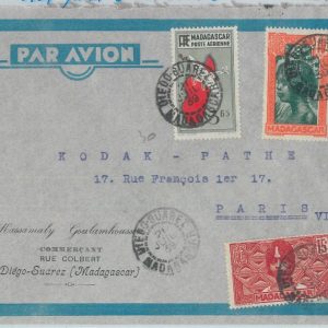 81002 -  MADAGASCAR  - POSTAL HISTORY - Airmail COVER from DIEGO SUAREZ  1939