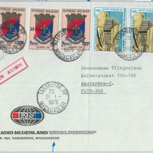 81054 - MADAGASCAR - POSTAL HISTORY -  COVER to NETHERLANDS 1975  Heraldry