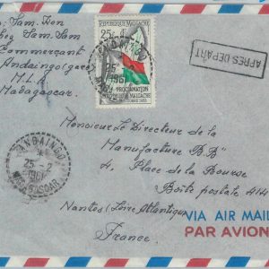 80979 -  MADAGASCAR  - POSTAL HISTORY - AIRMAIL COVER to FRANCE  1961