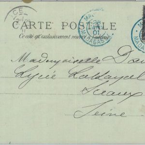 81182 - MADAGASCAR - POSTAL HISTORY: POSTCARD of TANANATIVE blu postmark 1901
