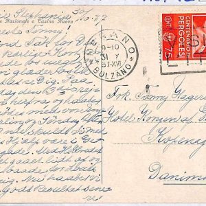 ai3586 - ITALY - POSTAL HISTORY - Postcard - Music - 1937  PERGOLESI