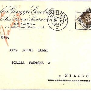 ai3590 - ITALY - POSTAL HISTORY - Postcard - Music - 1937  STRADIVARI Violin