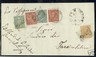 a0609 - REGNO - STORIA POSTALE - Sass T14 + T15X2 Su busta Viaggiata CERTIFICATO