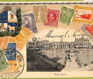 af2817 - URUGUAY - VINTAGE POSTCARD - STAMPS ON POSTCARD -ZIEHER-Montevideo-1908